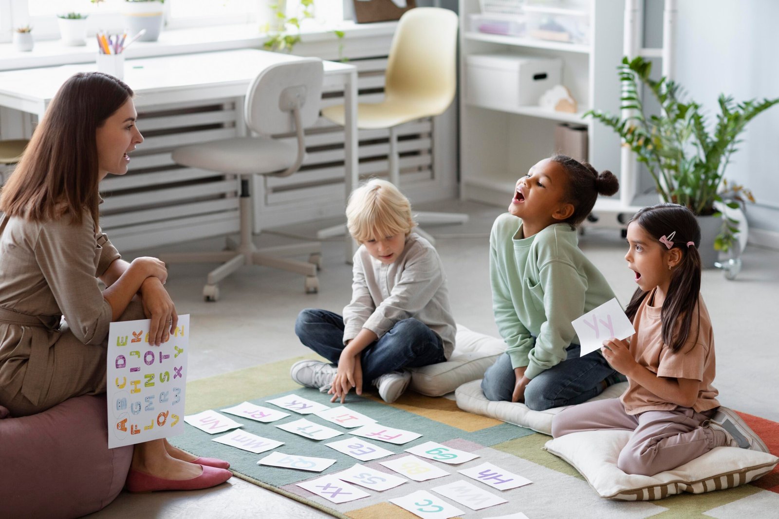 young-woman-doing-speech-therapy-with-kids